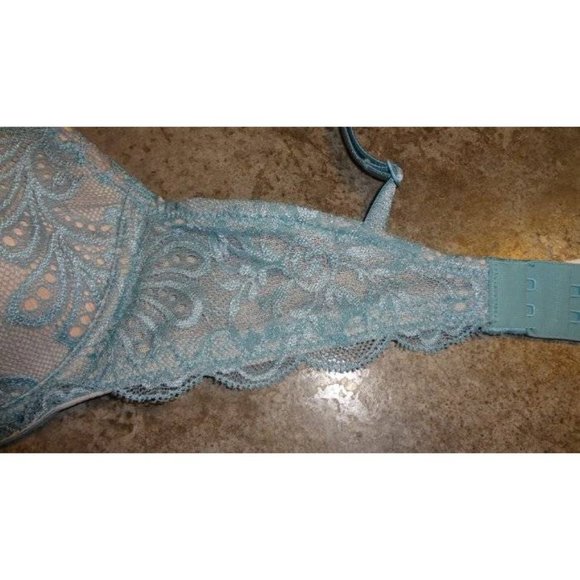 LE MYSTERE Sophie Lace Memory Foam Underwire Bra Blue 30D NEW - Picture 7 of 9